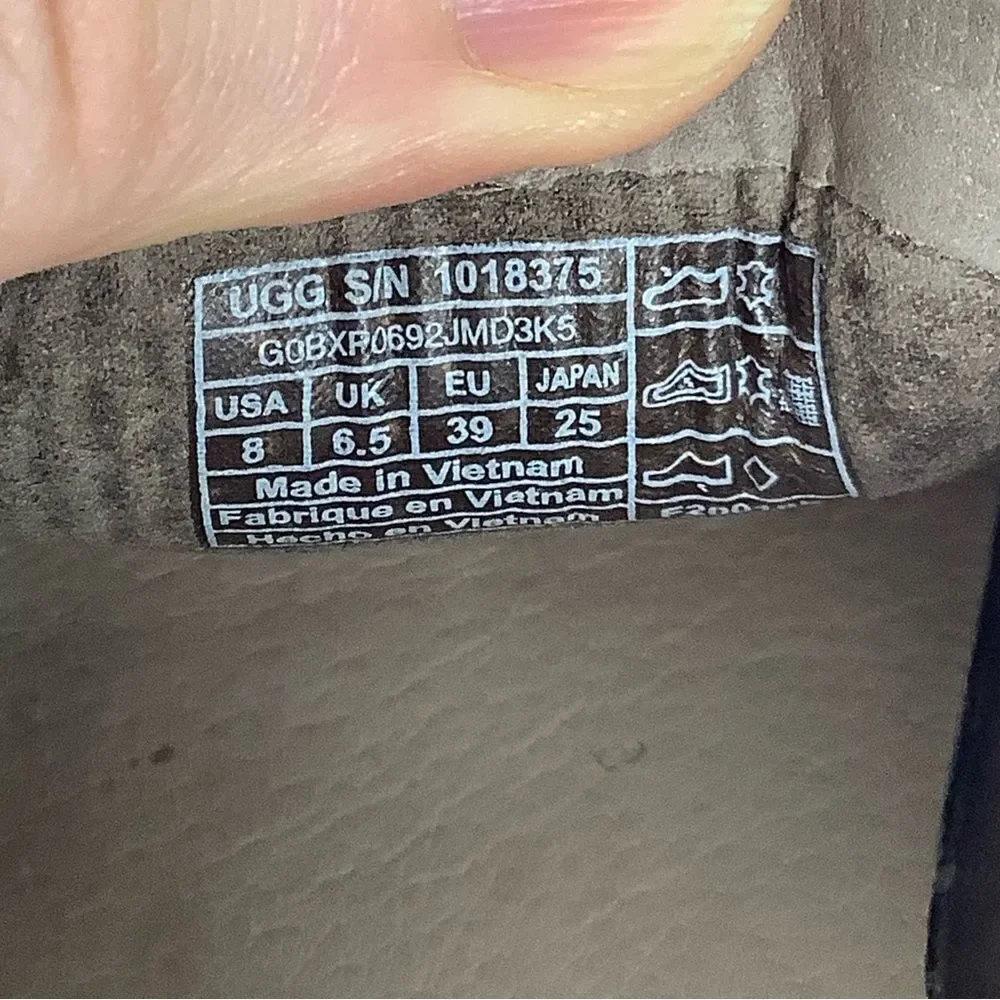UGG Australia Gray Suede Leather Slip On Boat Sneakers Women Shoes Sz 8